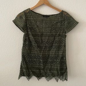 Banana Republic Green textured lace blouse w/ removable silk tank